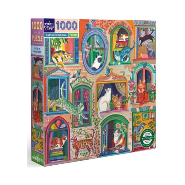 Cats in Windows 1000 Piece Puzzle eeboo