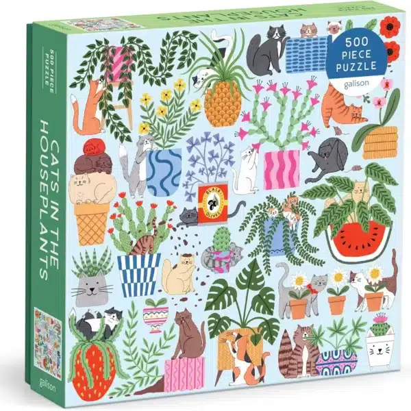 Puzzle Cats in The Houseplants de la marque galison composé de 500 pièces