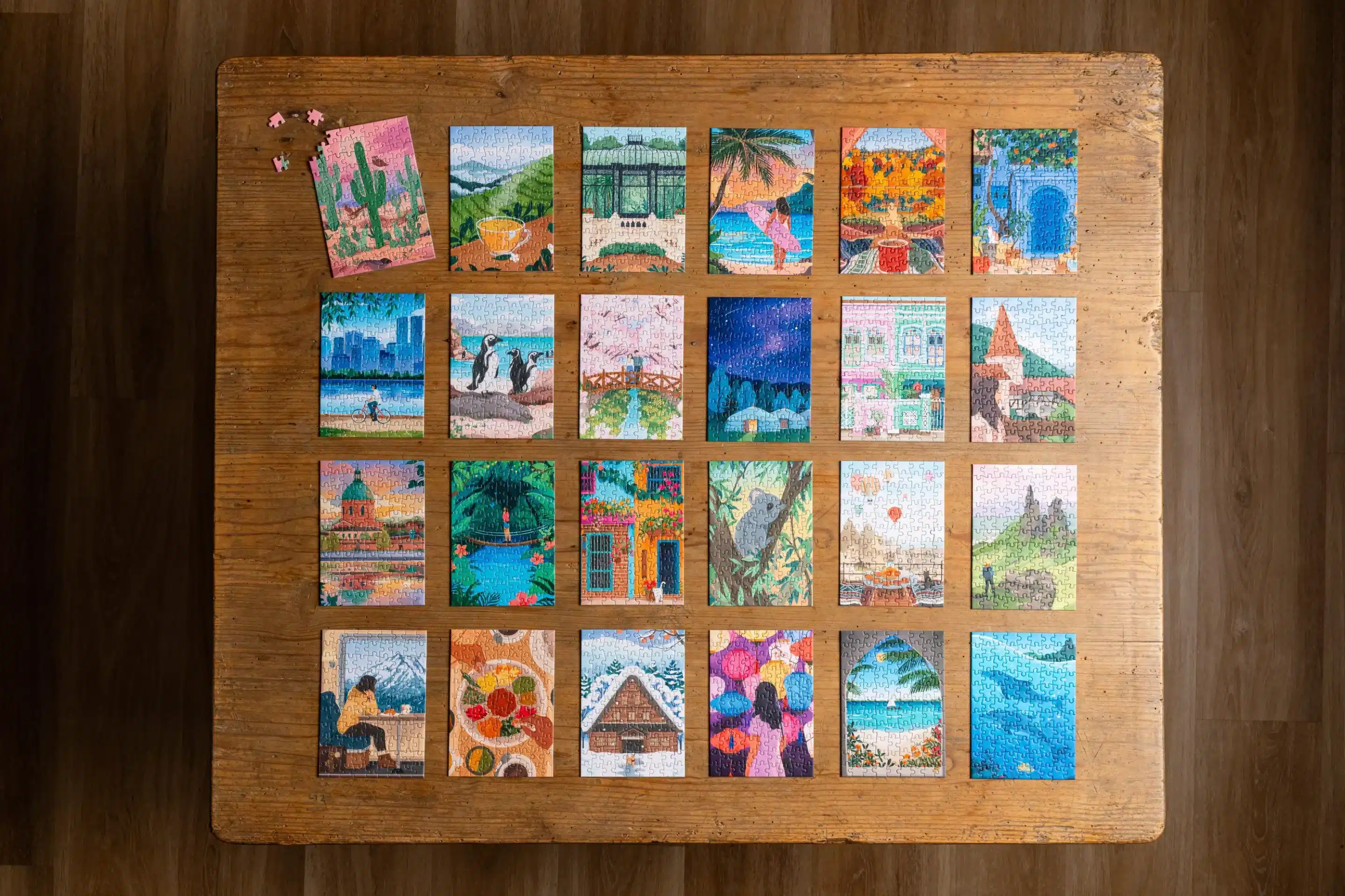 Coffret La Malle à souvenirs de la marque Trevell composé de 24 minis puzzles