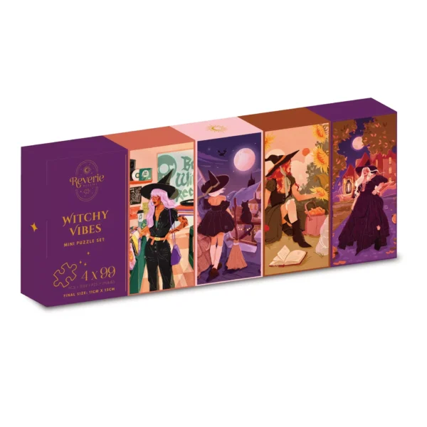 Set Mini Puzzles Witchy Vibes de 4x99 pièces- de Reverie Puzzle