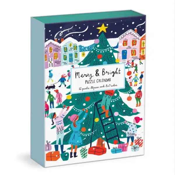 calendrier de l'avent Merry and Bright de galison de 12x80 pièces.