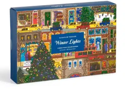 calendrier de l'avent Winter Lights de galison de 12x80 pièces.