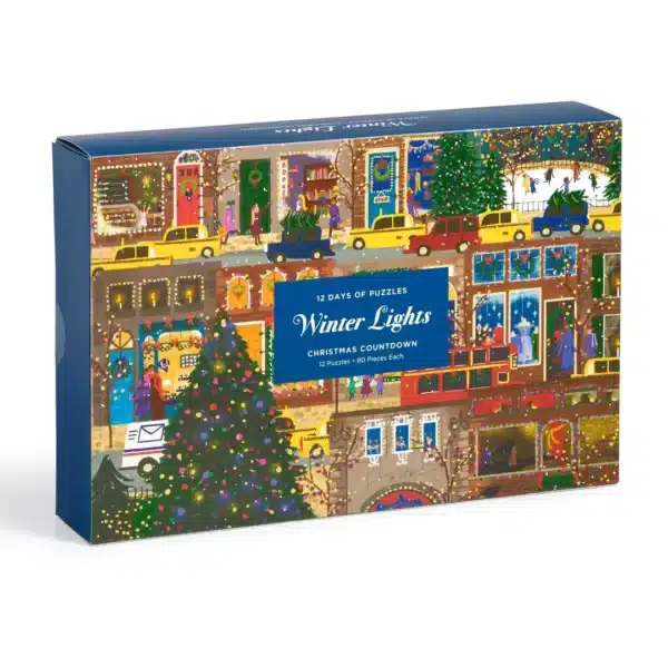 calendrier de l'avent Winter Lights de galison de 12x80 pièces.