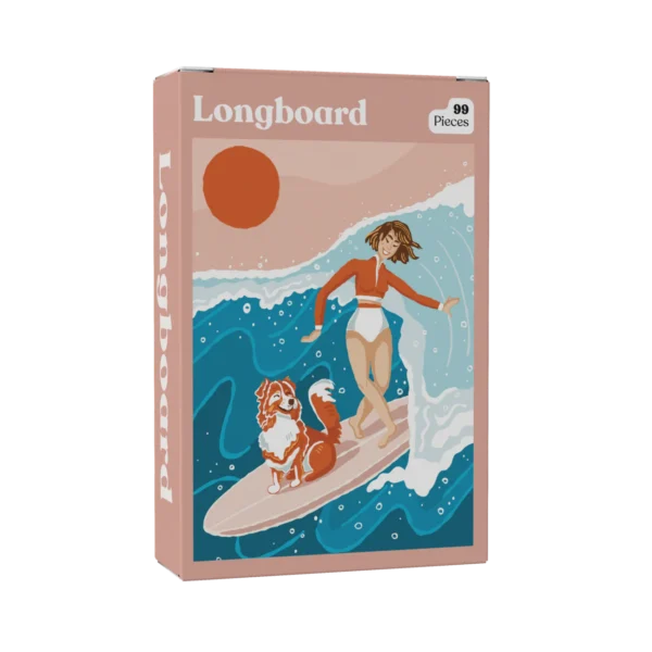 mini puzzle longboard de puzzledly de 99 pièces, puzzle sport puzzle suf.