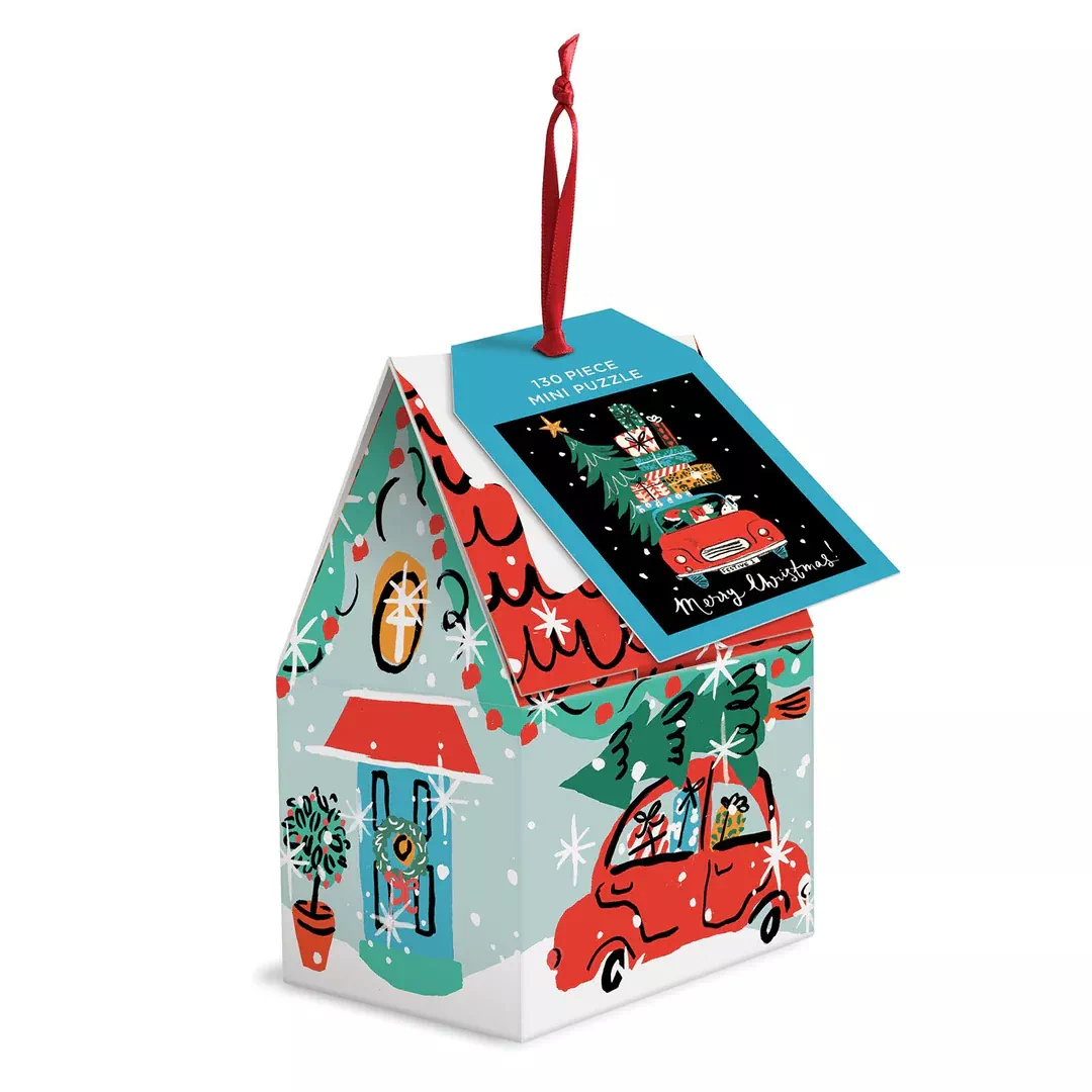 mini puzzle christmas car de galison de 130 pièces, puzzle boite original de Noël.