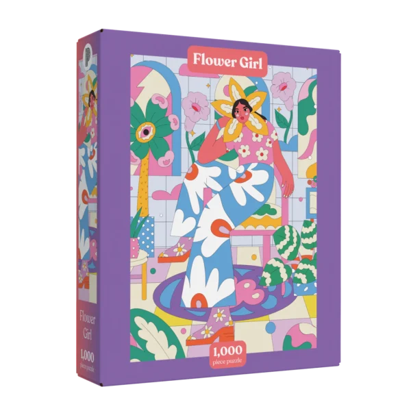 puzzle flower girl de puzzledly de 1000 pièces, puzzle retro illustré