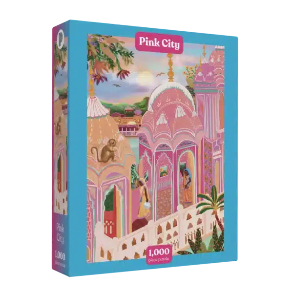 puzzle pink city de puzzledly de 1000 pièces, puzzle illustré Inde
