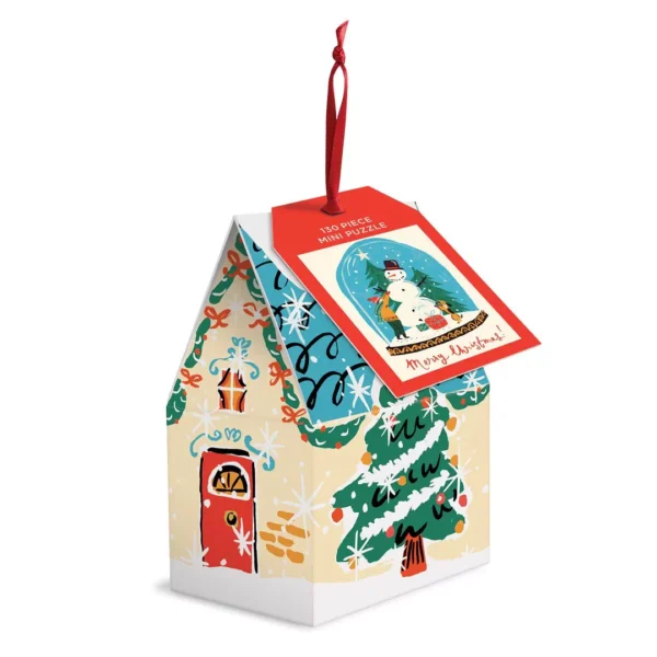 mini puzzle snow globe de galison de 130 pièces, puzzle boite original de Noël.
