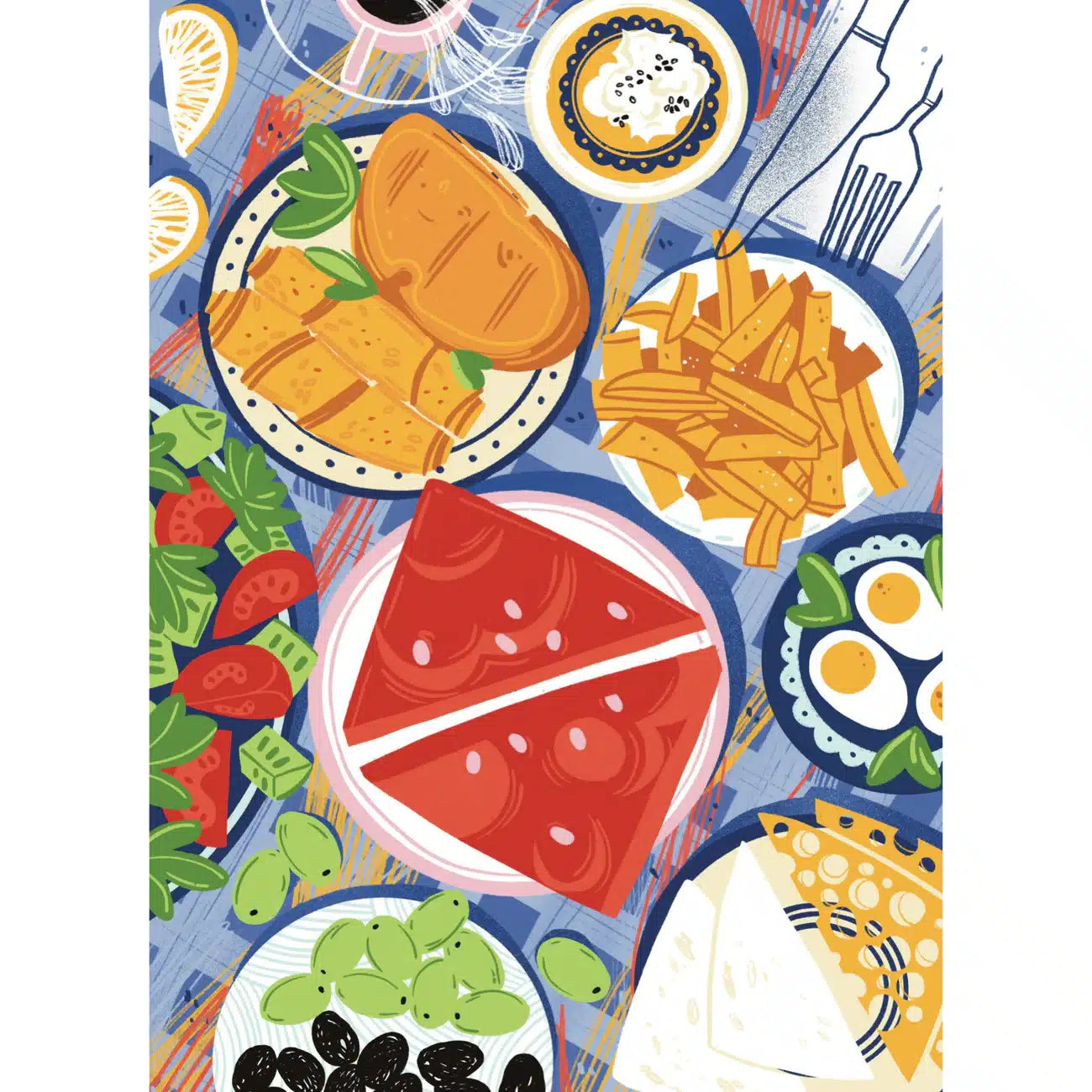 illustration puzzle turkish breakfast de puzzledly de 1000 pièces, puzzle gourmand illustré