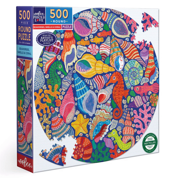 Seahorses, Shells & Coral 500 Round Puzzle eeboo
