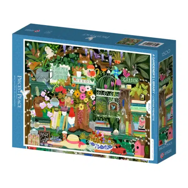 Puzzle A Gardener's Library de Pieces & Peace de 1500 pièces, puzzle livre, puzzle adulte illustré