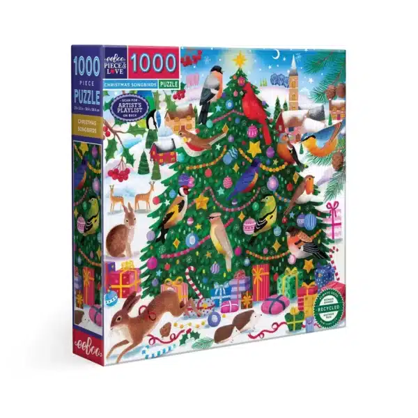 puzzle christmas songbirds de eeboo de 1000 pièces, puzzle de Noël illustré