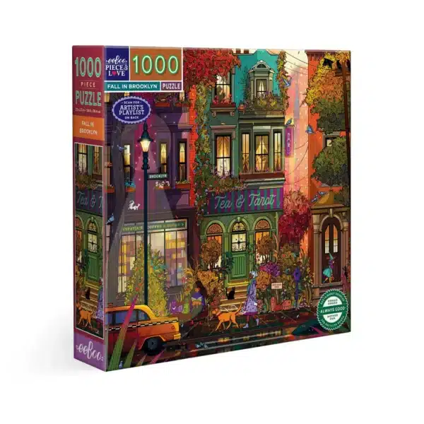 puzzle fall in brooklyn de eeboo de 1000 pièces, puzzle automne illustré par Laura El