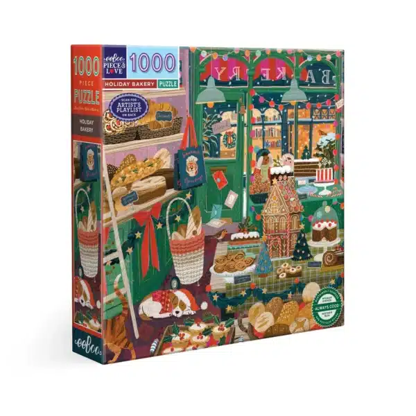 puzzle holiday bakery de eeboo de 1000 pièces, puzzle de Noël, puzzle illustré Victoria Ball