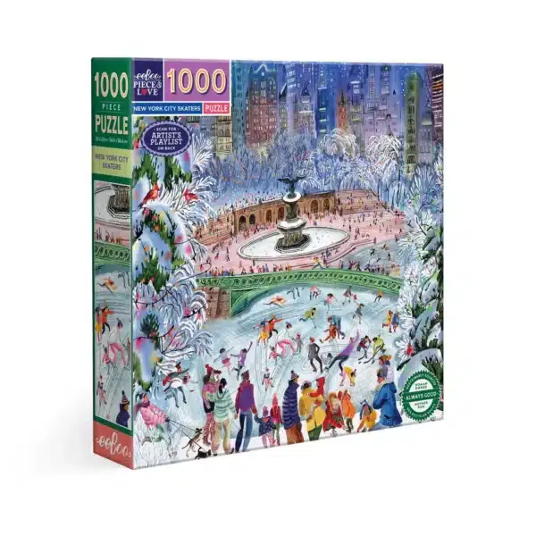 puzzle new york city skaters ,puzzle de eeboo de 1000 pièces, puzzle de Noël illustré