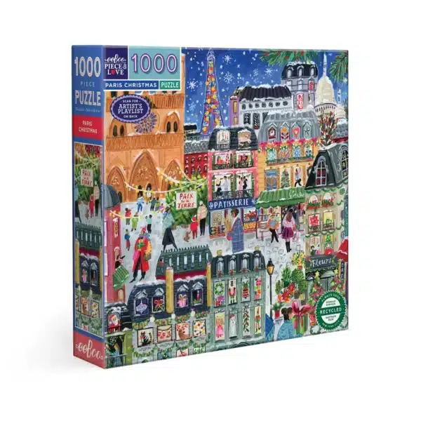 puzzle paris christmas ,puzzle de eeboo de 1000 pièces, puzzle de Noël illustré