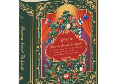 Calendrier de l'avent puzzle Christmas Around the World de Reverie puzzles de 24x 99 pièces, puzzle noël, puzzle adulte illustré, puzzle tour du monde