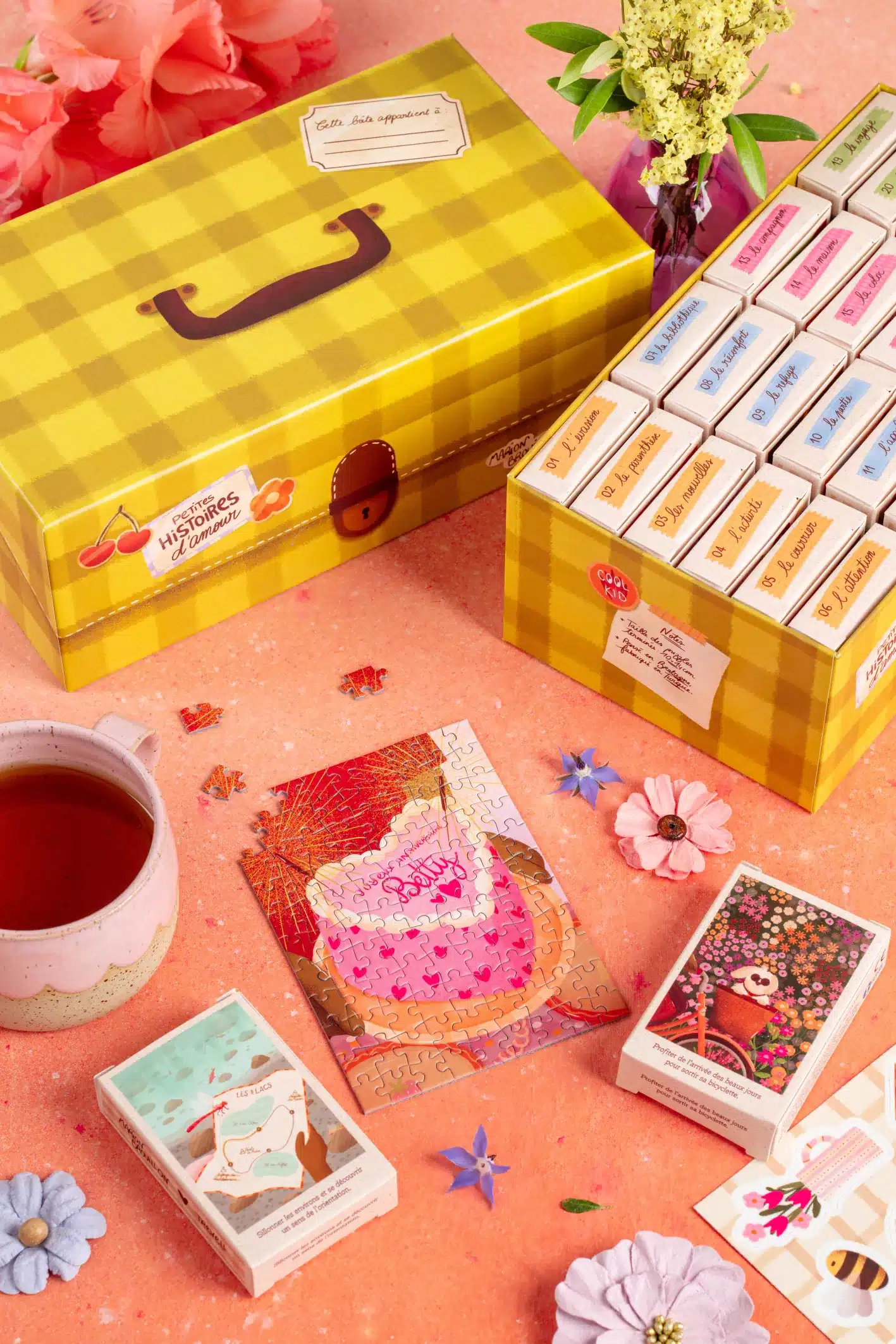 coffret petites histoires d'amour trevell 24 minis puzzles