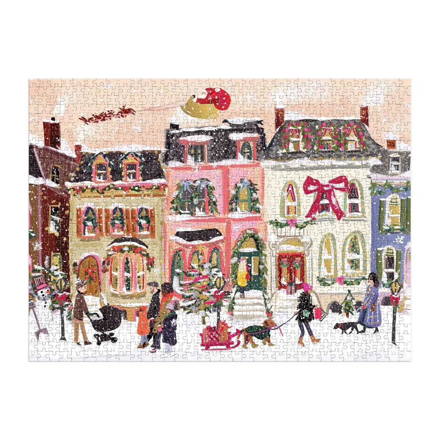 puzzle monté du puzzle snowfall on main street de galison de 1000 pièces, puzzle neige puzzle de noël