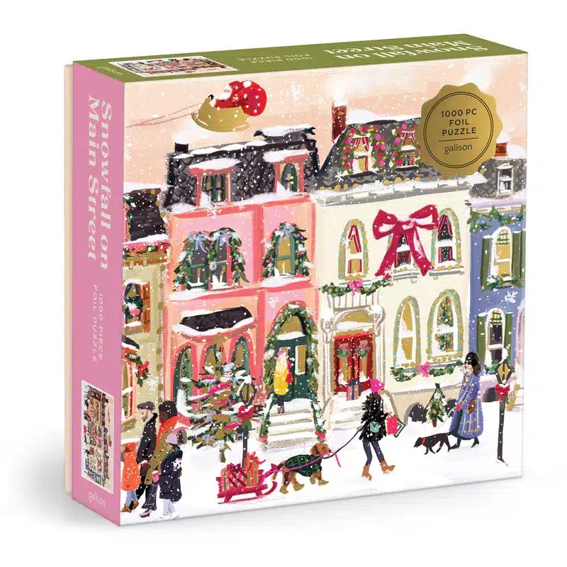 puzzle snowfall on main street de galison de 1000 pièces, puzzle neige puzzle de noël