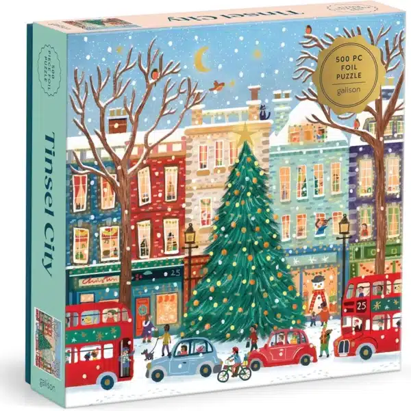 puzzle Tinsel City de galison de 500 pièces, puzzle noël puzzle neige.