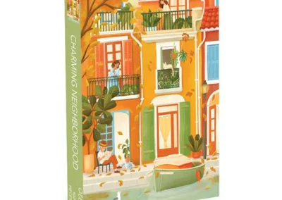 puzzle Charming Neighborhood de Oll'eo de 500 pièces, puzzle maison rue colorée