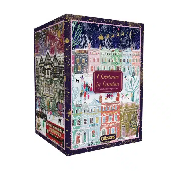puzzle christmas in london de gibsons de 3x500 pièces, puzzles de Noël, puzzle Londres