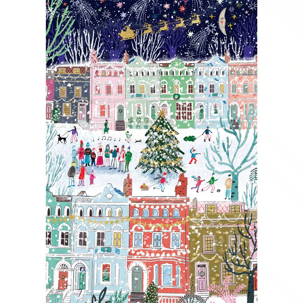 première illustration de puzzle christmas in london de gibsons de 3x500 pièces, puzzles de Noël, puzzle Londres