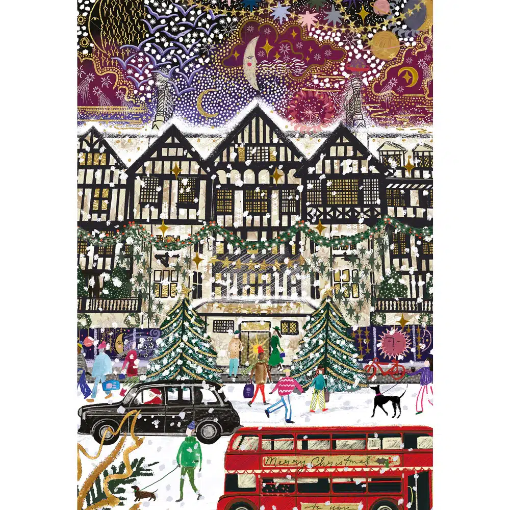 deuxième illustration de puzzle christmas in london de gibsons de 3x500 pièces, puzzles de Noël, puzzle Londres