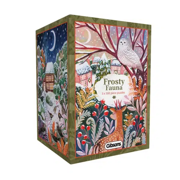 puzzle frosty fauna de gibsons de 3x500 pièces, puzzles hiver