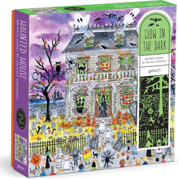 puzzle haunted house de galison de 500 pièces, puzzle Halloween, puzzle qui brille dans le noir