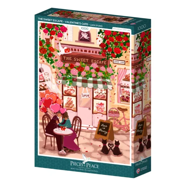 puzzle the sweet escape - valentine's cafe de pieces & peace, puzzle de 1000 pièces, puzzle amour