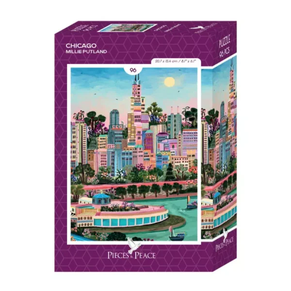 mini puzzle chicago de pieces & peace de 96 pièces