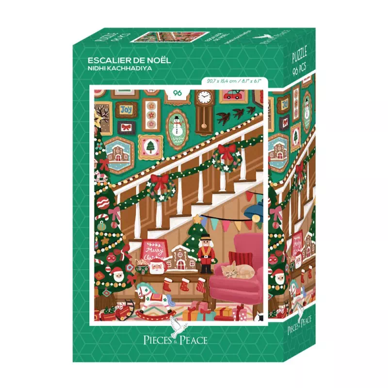 mini puzzle escalier de noel de pieces & peace de 96 pièces