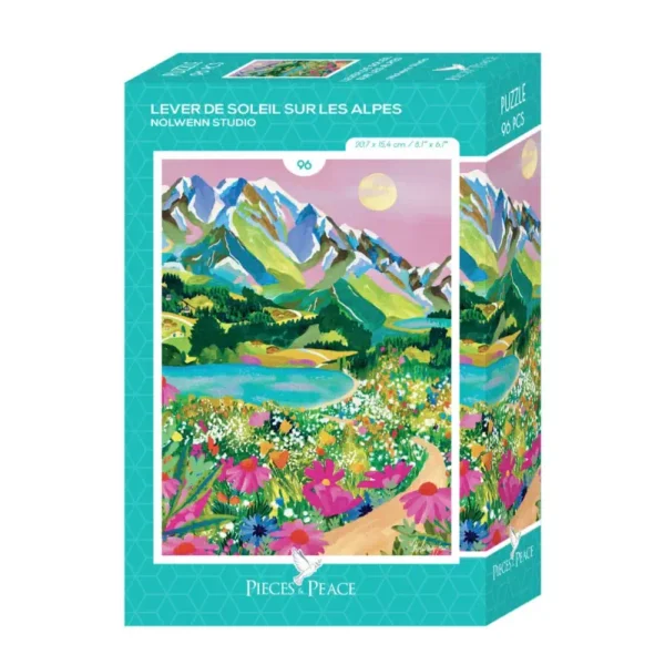 mini puzzle lever de soleil sur les alpes de pieces & peace de 96 pièces