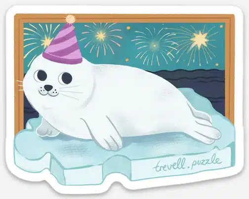 Sticker-Otarie-et-Feux-dartifice-Nicolle-Lalonde