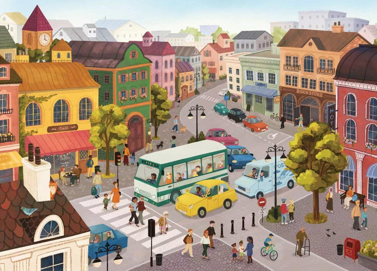 illustration puzzle busy city de la pauz de 1000 pièces