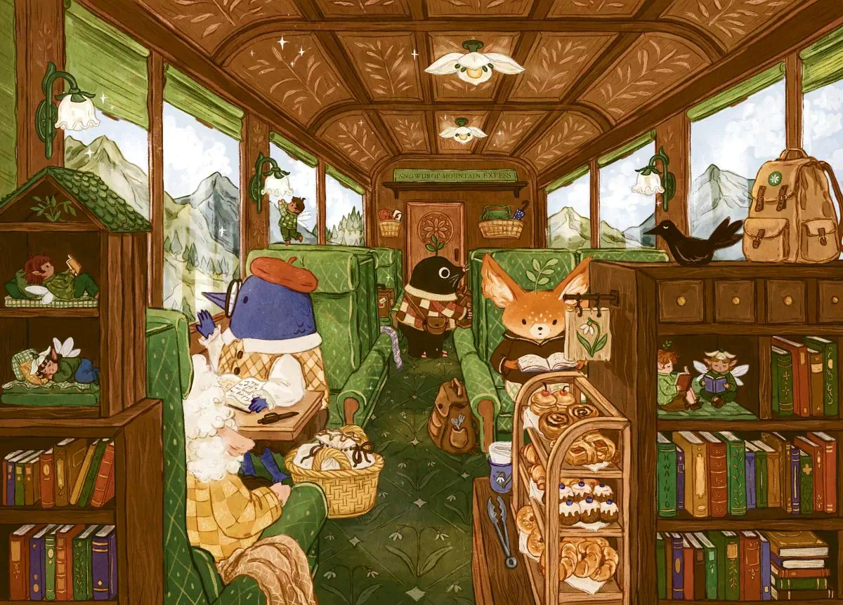 illustration puzzle snowdrop mountain express de la pauz de 1000 pièces
