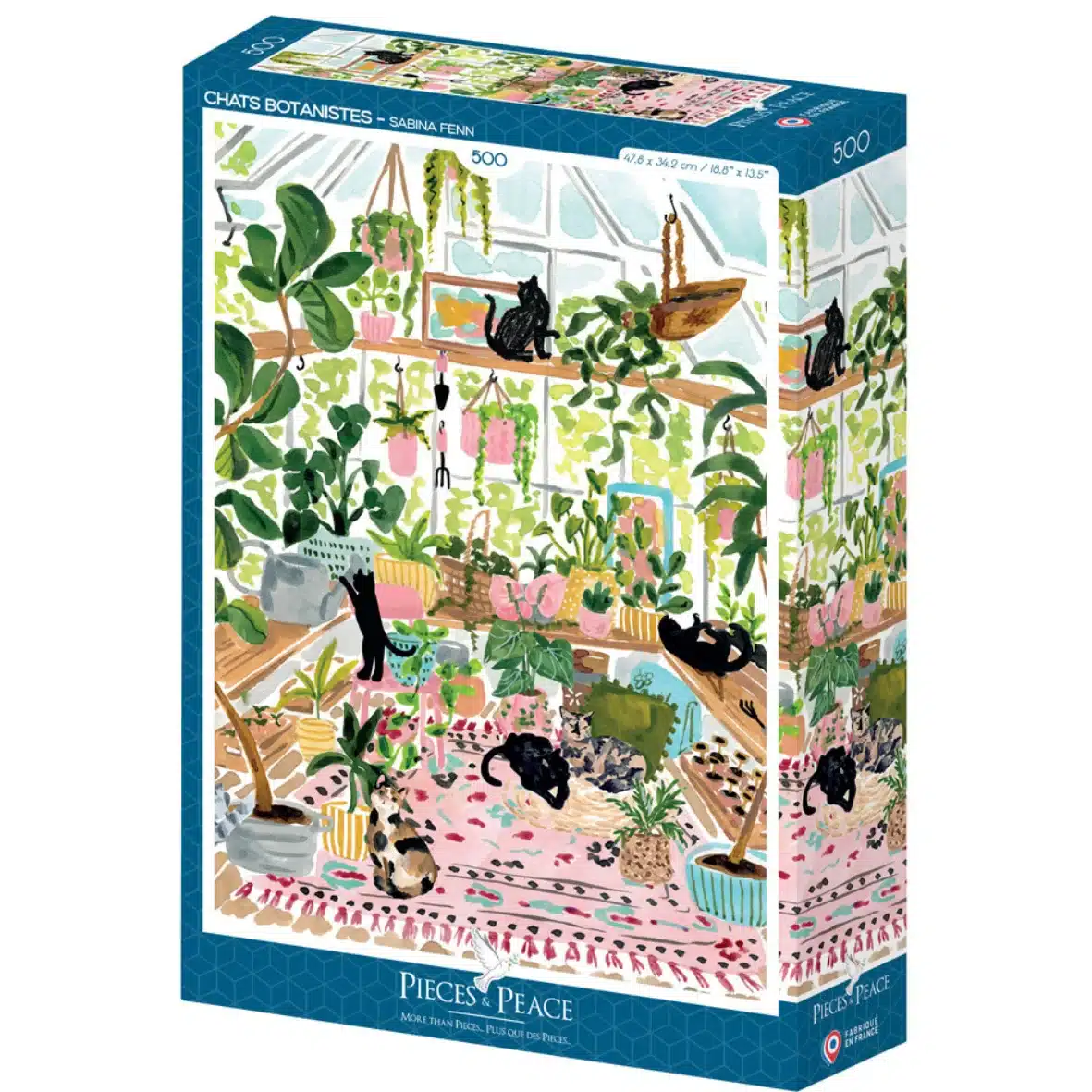 puzzle chats botanistes pieces and peace 500 pieces boite