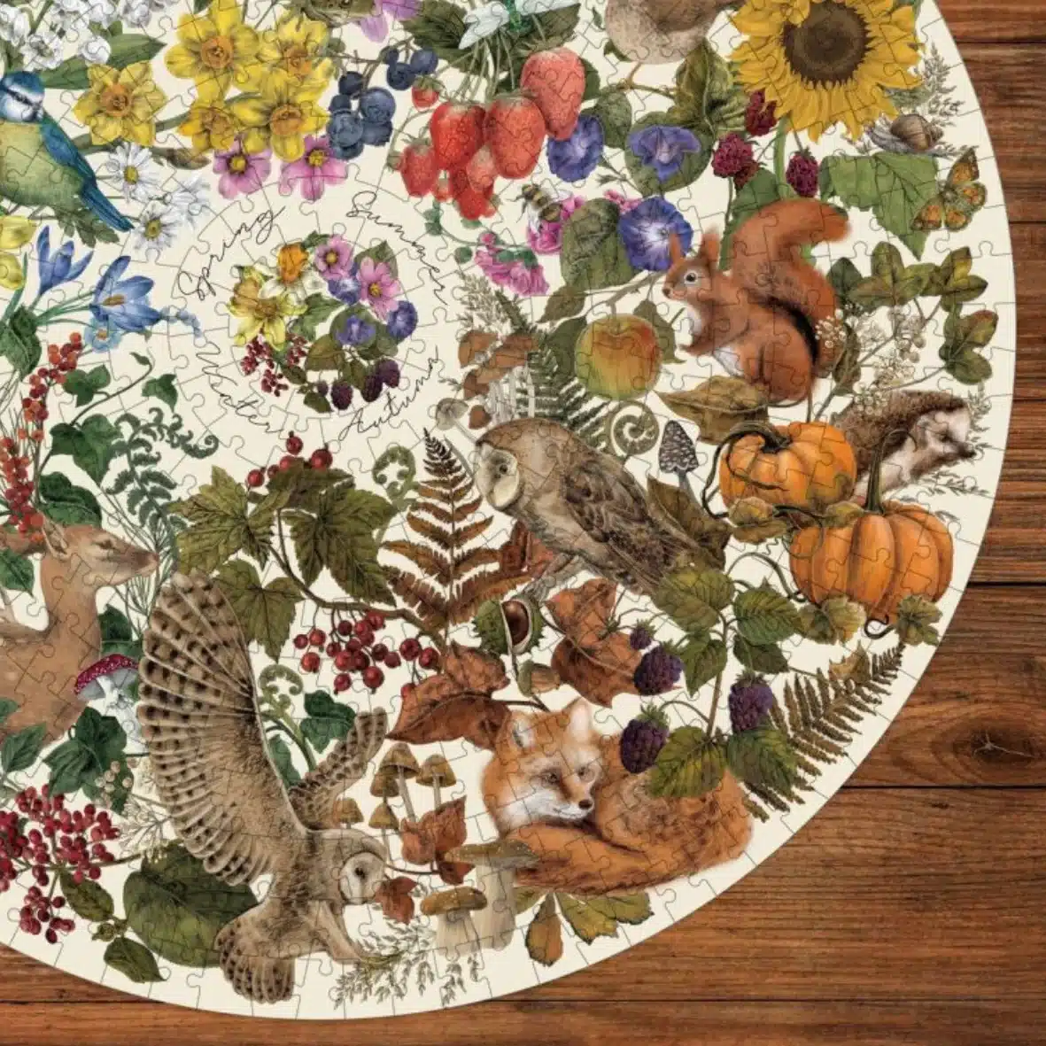 puzzle nature's seasons gibsons 500 pieces rond détail