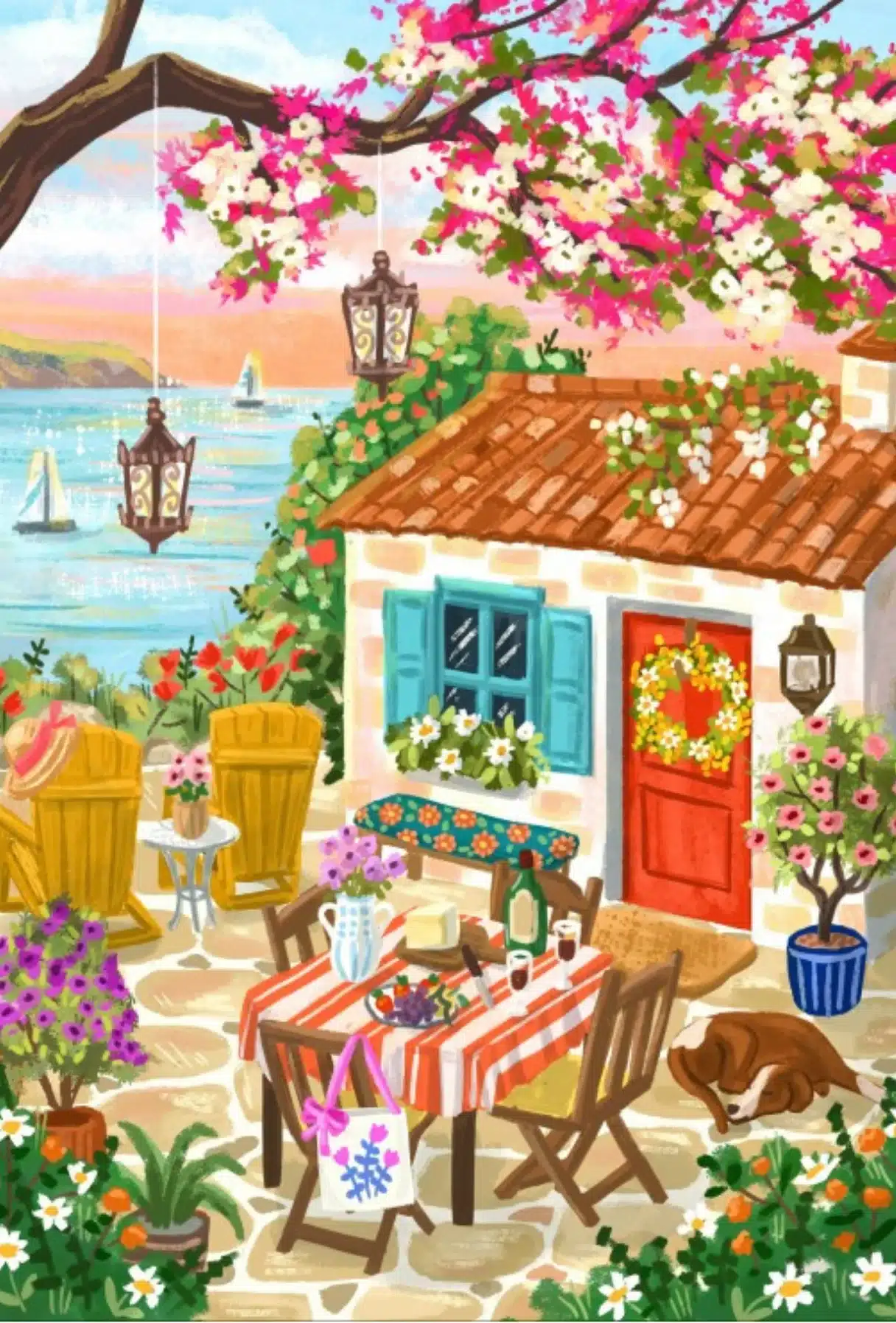 puzzle retraite en bord de mer pieces and peace 1000 pieces illustration