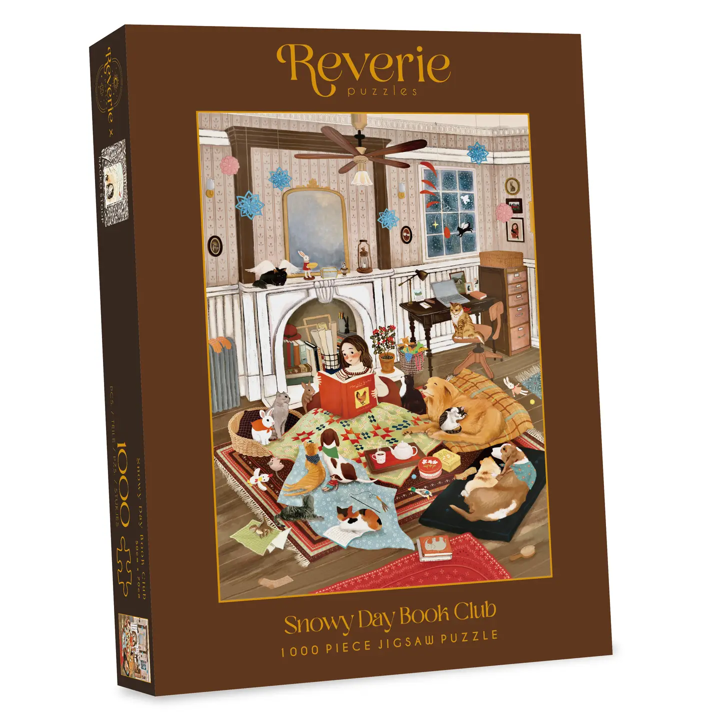 puzzle snowy day book club reverie 1000 pieces boite