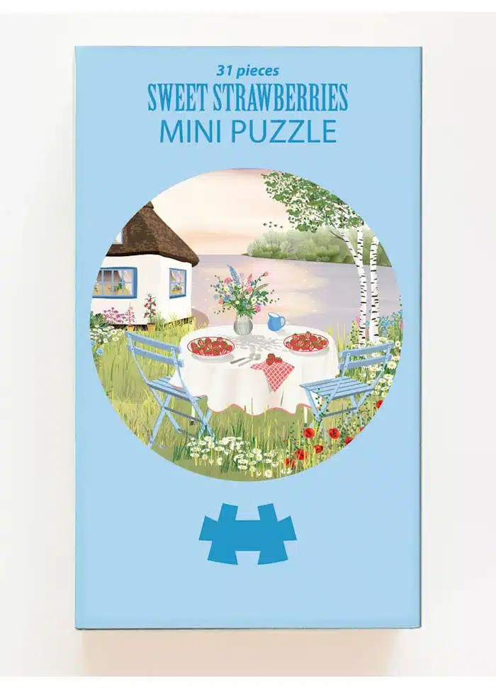 mini puzzle sweet strawberries de vissevasse de 31 pièces, mini puzzle rond