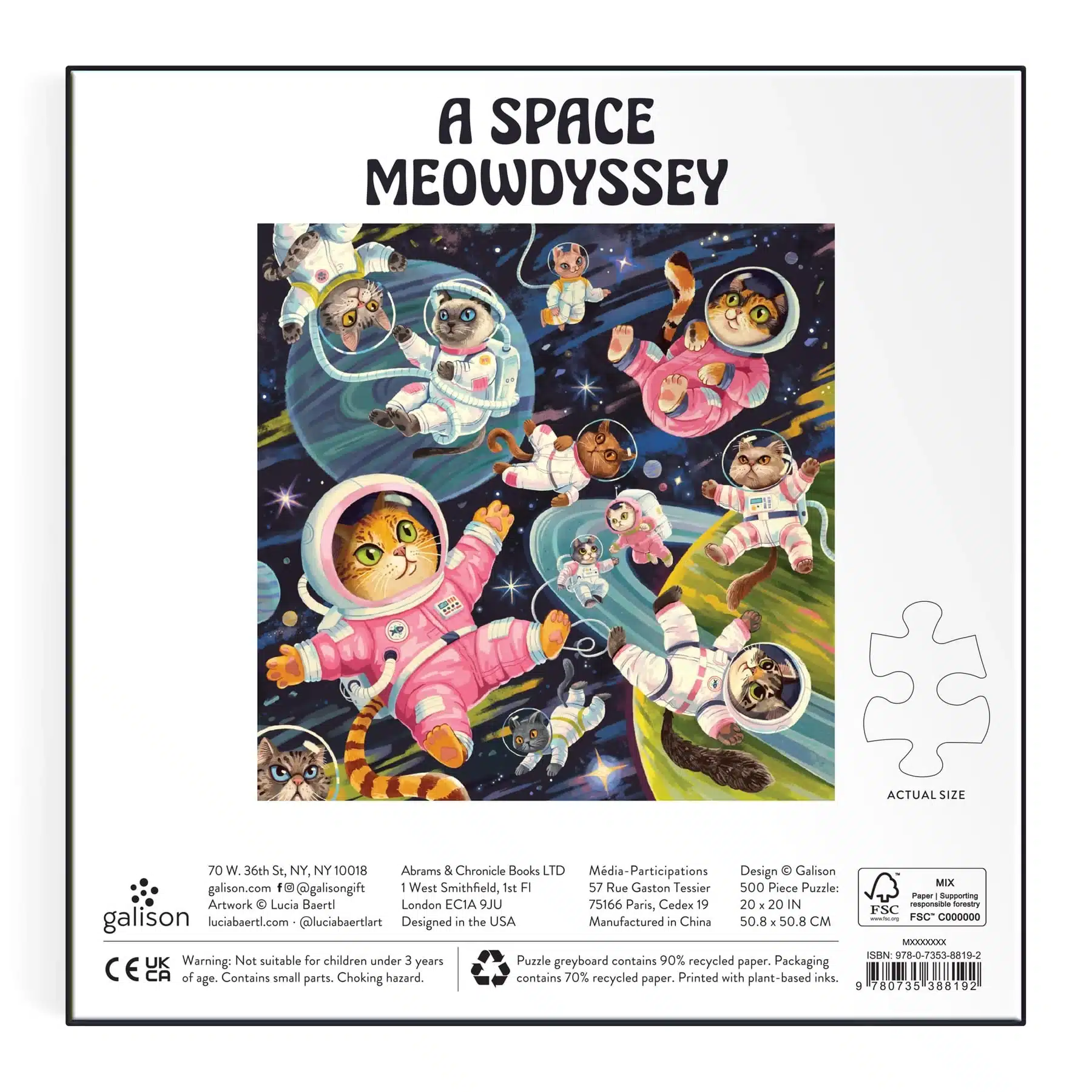 puzzle galison A Space Meowdyssey 500 Pieces dos