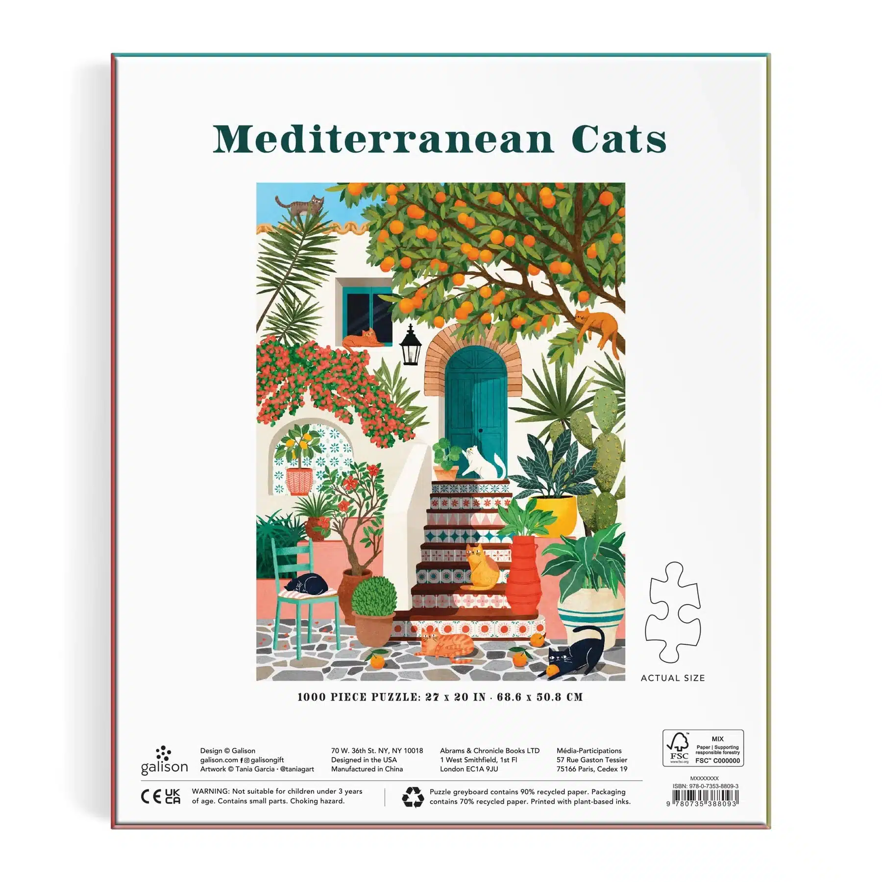 puzzle galison Mediterranean Cats 1000 Pieces dos