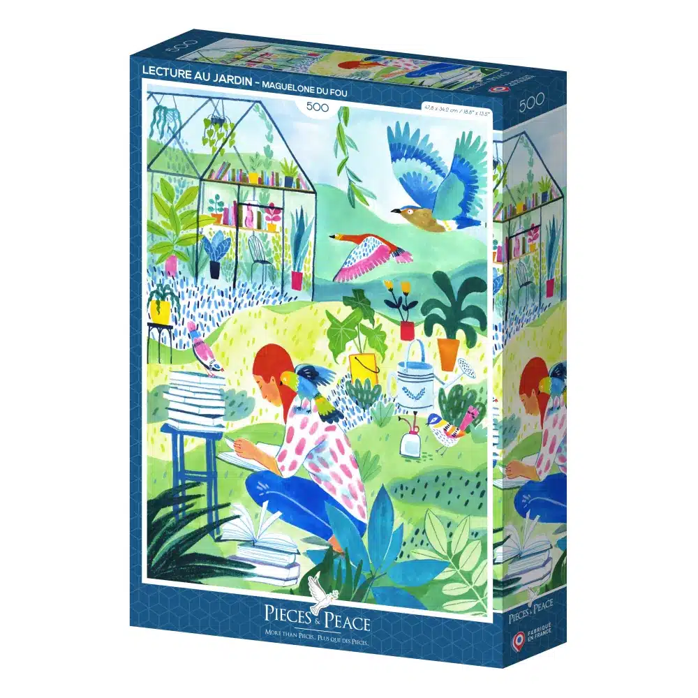 puzzle lecture au jardin de pieces & peace de 500 pièces