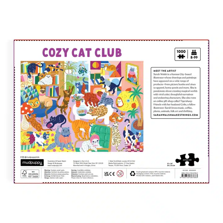 puzzle mudpuppy Cozy Cat Club 1000 Pieces dos