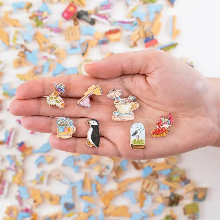 puzzle bois Michèle Wilson 150 pièces l'étagère d'été des souris zoom