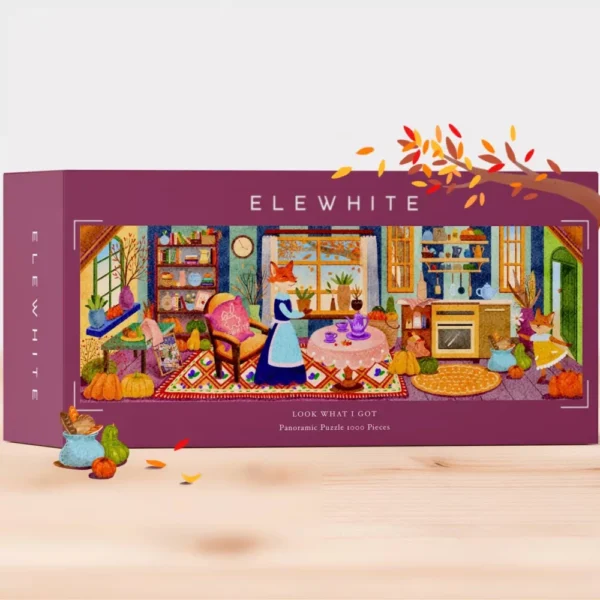 puzzle look what i got de elewhite en 1000 pièces, puzzle panorma d'une famille de renards mignons