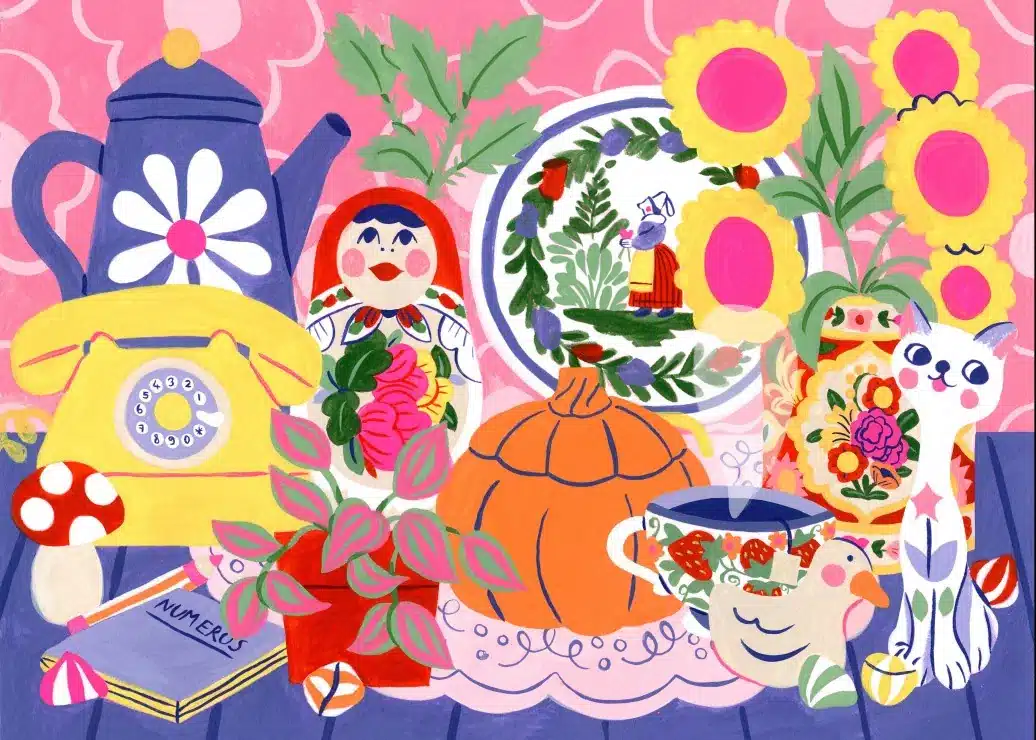 illustration du puzzle l'étagère de mamie de pieces & peace de 500 pièces
